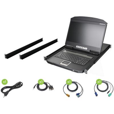 Iogear 18.5" Widescreen Short 8-Port Lcd Kvm Switch (Taa Compliant) - 8 Computer(S) - 18.5" Lcd - Hd - 1366 X 768 - 4:3 - 2 X Ps/2 Port - 2 X Usb - Daisy Chain - Keyboard120 V Ac, 230 V Ac Input Voltage - 1U High