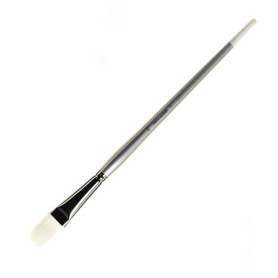 Silver Brush Silverwhite Series Long-Handle Paint Brush, Size 12, Flat Bristle, Synthetic, Silver/white