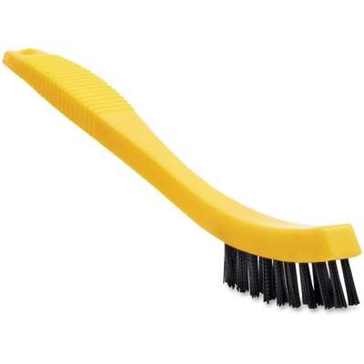 Rubbermaid Commercial Tile/grout Brush - 0.80" Plastic Bristle - 8.5" Overall - 12 / Carton - Black, Yellow