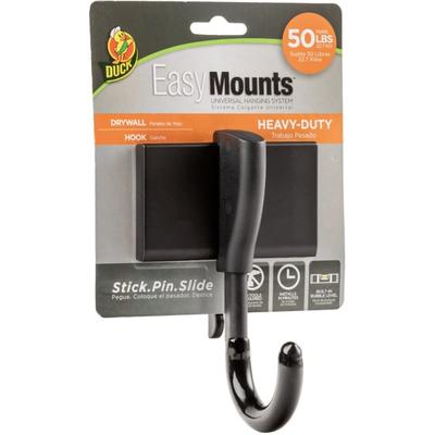 Duck Brand EasyMounts Heavy-Duty Drywall Hook - 50 lb (22.68 kg) Capacity - 5.8" - for Tool, Garage, Home, Project - Fiberglass - Black