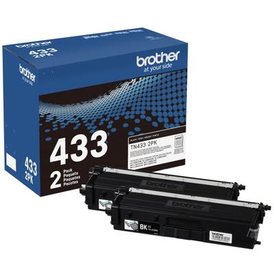 Brother Tn-433 High-Yield Black Toner Cartridges, Pack Of 2, Tn-433Bk