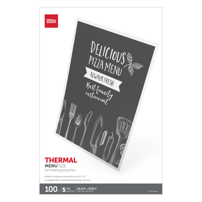 Office Depot Brand Laminating Pouches, Menu Size, 5 Mil, 11-1/2