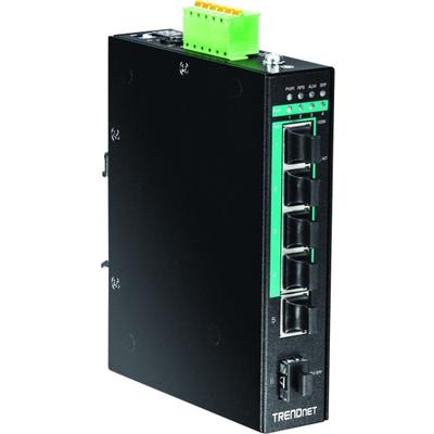 Trendnet 5-Port Hardened Industrial Gigabit Poe Din-Rail Switch, 120W Power Budget, 1 X Sfp Slot, Ip30 Rated, Unmanaged Switch, Gigabit Poe Network Switch, Lifetime Protection, Black, Ti-Pg541