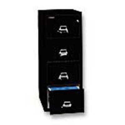 Fireking 25"d Vertical 4-Drawer Legal-Size Fireproof File Cabinet, Metal, Black, White Glove Delivery