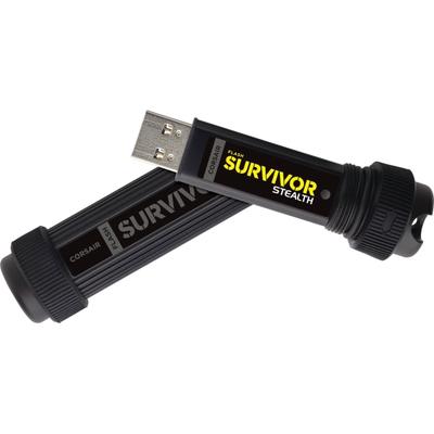 Corsair Flash Survivor Stealth 64Gb Usb 3.0 Flash Drive - 64 Gb - Usb 3.0 - Black - 5 Year Warranty