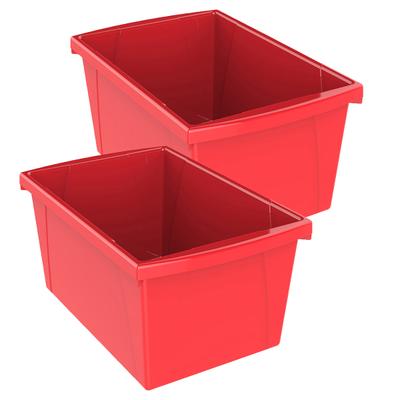 Storex Classroom Storage Bin, Medium, Red, Pack Of 2