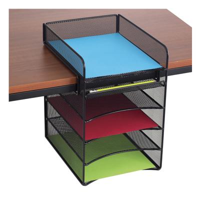 Safco Onyx Mesh Hanging Organizer, 5-Section Horizontal, Black