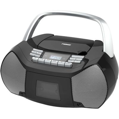 Naxa Portable Cd/cassette Boombox - 1 X Disc - 2.40 W - Silver, Black - Cd-Da - Auxiliary Input
