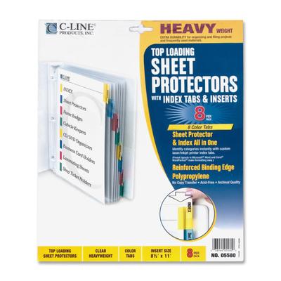 C-Line Top-Loading Sheet Protectors With Tab Inserts, 8 1/2