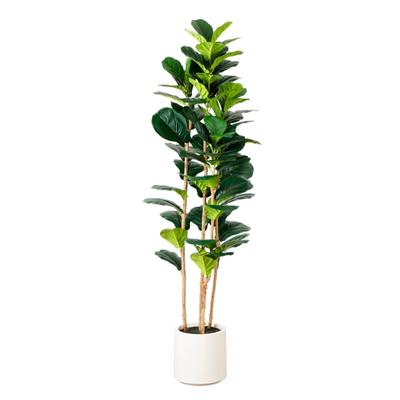 Nearly Natural 6'h Artificial Fiddle Leaf Tree With Decorative Planter, 72