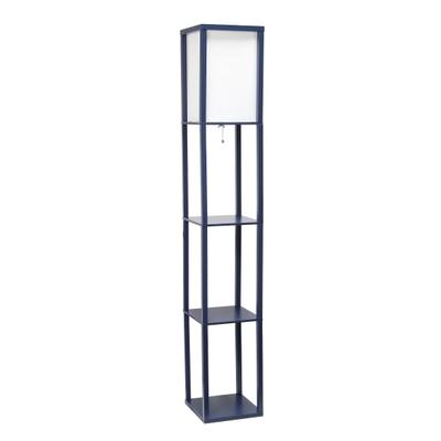 Lalia Home Column Shelf Floor Lamp, 62-3/4"h, Navy/white