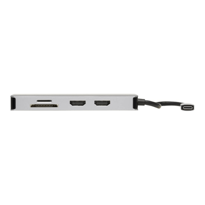 Tripp Lite By Eaton Usb-C Dock Dual Display - 4K 60 Hz Hdmi Usb 3.x (5Gbps) Hub Ports Gbe Memory Card 100W Pd Charging Gray - Docking Station For Tv/monitor/projector/notebook/smartphone/tablet/desktop Pc - 100 W