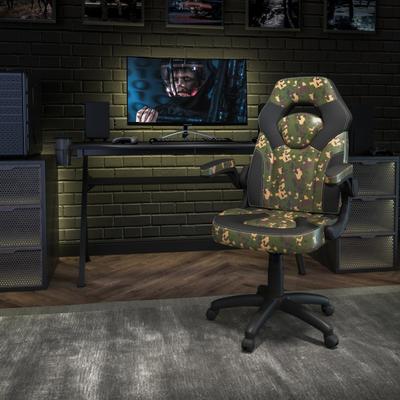 Flash Furniture X10 Ergonomic Leathersoft Faux Leather High-Back Racing Gaming Chair With Flip-Up Arms, Camouflage/black