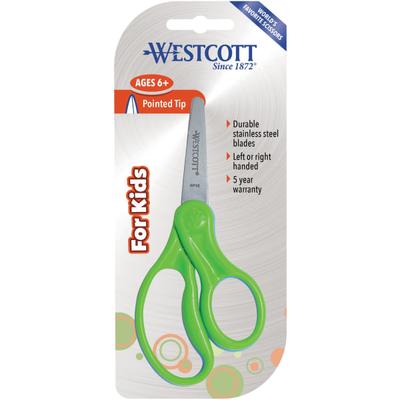 Westcott 5" Pointed Kid Scissors - 5" Overall - Stainless Steel - Pointed Tip - Assorted - 30 / Pack