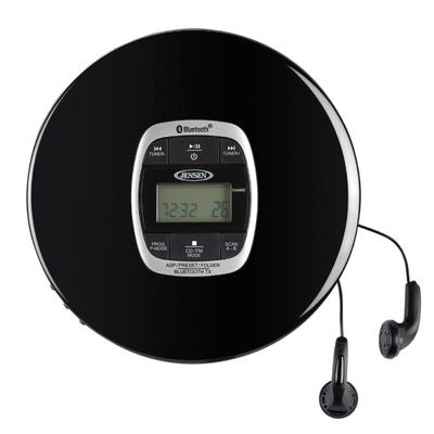 Jensen Personal Cd-60R-Bt Portable Bluetooth Cd Player With Digital Fm Radio And Earbuds, 1-3/16"h X 5-9/16"w X 5-3/4"d, Black