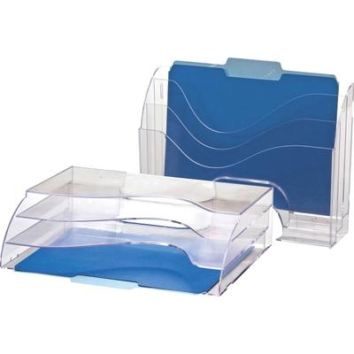 Oic Officemate Clear Wave 2-Way Desktop Organizer - 3 Compartment(S) - 3 Tier(S) - 11.3" X 13" X 3.6" - Desktop - Clear - Plastic