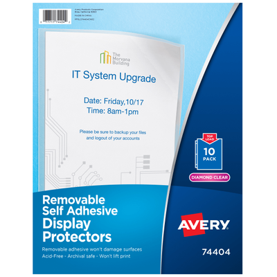 Avery Self-Adhesive Wall And Door Communication Display Protectors, 8-1/2