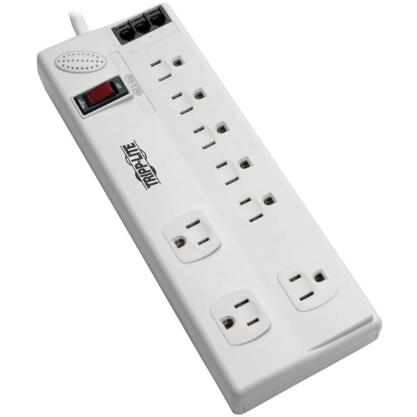 Tripp Lite 8-Outlet Surge Protector With Dsl/phone Line/modem Surge Protection - 3150 Joules, 6 Ftcord - Surge Protector - 15 A - Ac 120 V - 1800 Watt - Output Connectors: 8 - 6 Ft Cord - Cool Gray