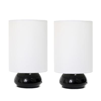 Simple Designs Gemini Colors Mini Touch Table Lamps, 8-7/8"h, White Shade/black Base, Set Of 2 Lamps