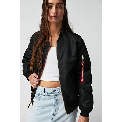 Alpha Industries Ma-1w Jacket at Free People in Black, Size: Medium