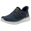 Slip-On Sneaker RIEKER, Herren, Gr. 42, grau (dunkelblau, grau), Textil, Nubuklederimitat, meliert, sportlich, Schuhe, Freizeitschuh, Halbschuh, Schlupfschuh, gepolsterter Fersenabschluss