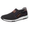 Slip-On Sneaker RIEKER, Herren, Gr. 42, schwarz, Textil, Lederimitat, sportlich, Schuhe, Casual Slipper, Freizeitschuh, Schlupfschuh mit Kontrastnaht, Topseller