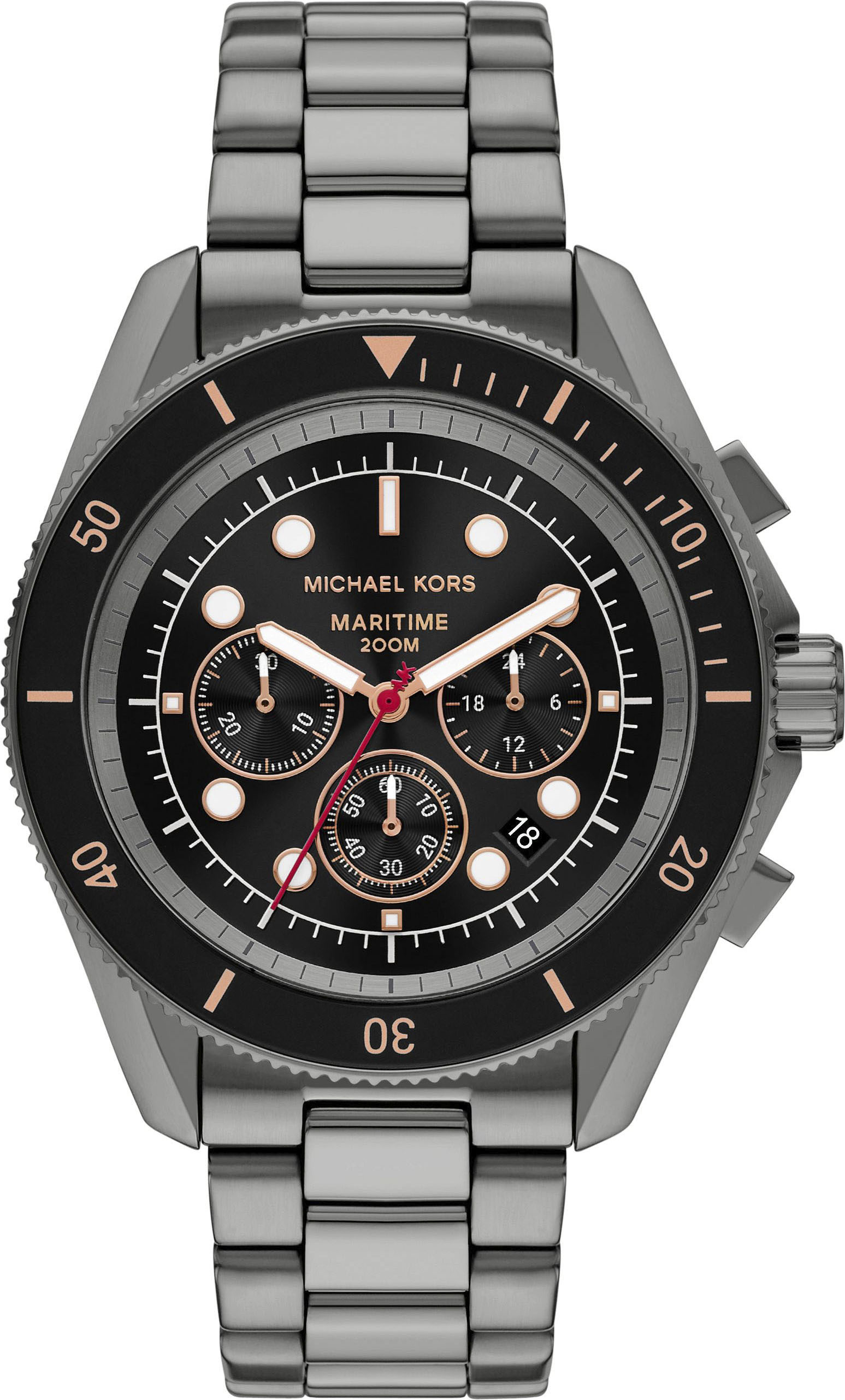 Chronograph MICHAEL KORS "MARITIME", grau (anthrazit), Armbanduhren, Herren, Chronograph, Quarzuhr, Armbanduhr, Herrenuhr, Edelstahlarmband, analog, Tag