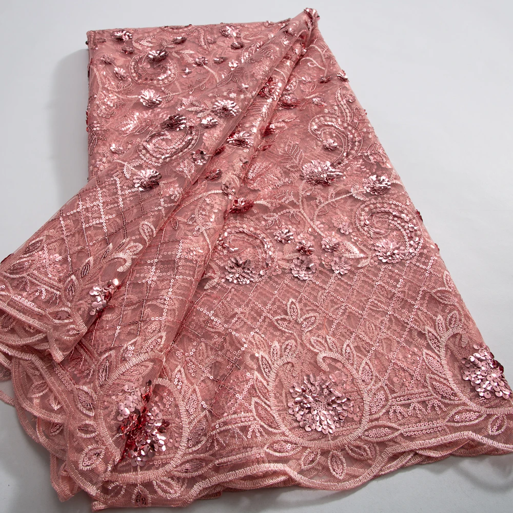 Tessuto di pizzo africano con paillettes 2025 Tessuto di pizzo di tulle di maglia francese con ricamo di alta qualità Tessuto di pizzo nigeriano per abito da sposa