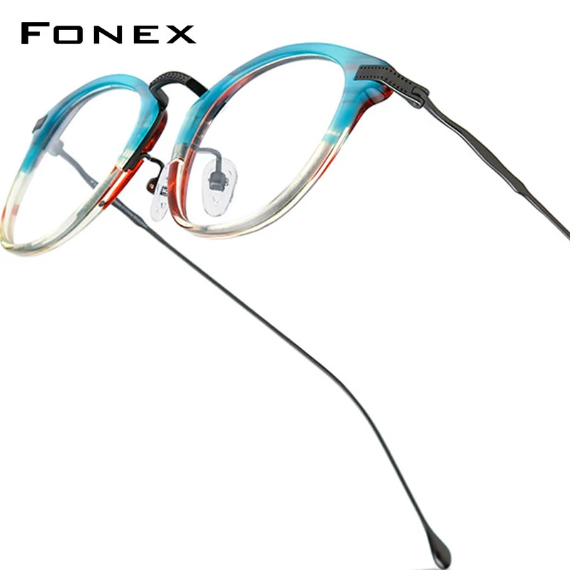 FONEX Acetat Titan Brille Rahmen Männer Marke Design Retro Quadratische Brillen Frauen Brille Vintage Japanische Brillen 85845 Image