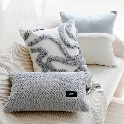 Ins Spleißen cremegrau Licht Luxus High-End-Kissen Sofa Kissen bezug nordischen modernen einfachen Kissen Image