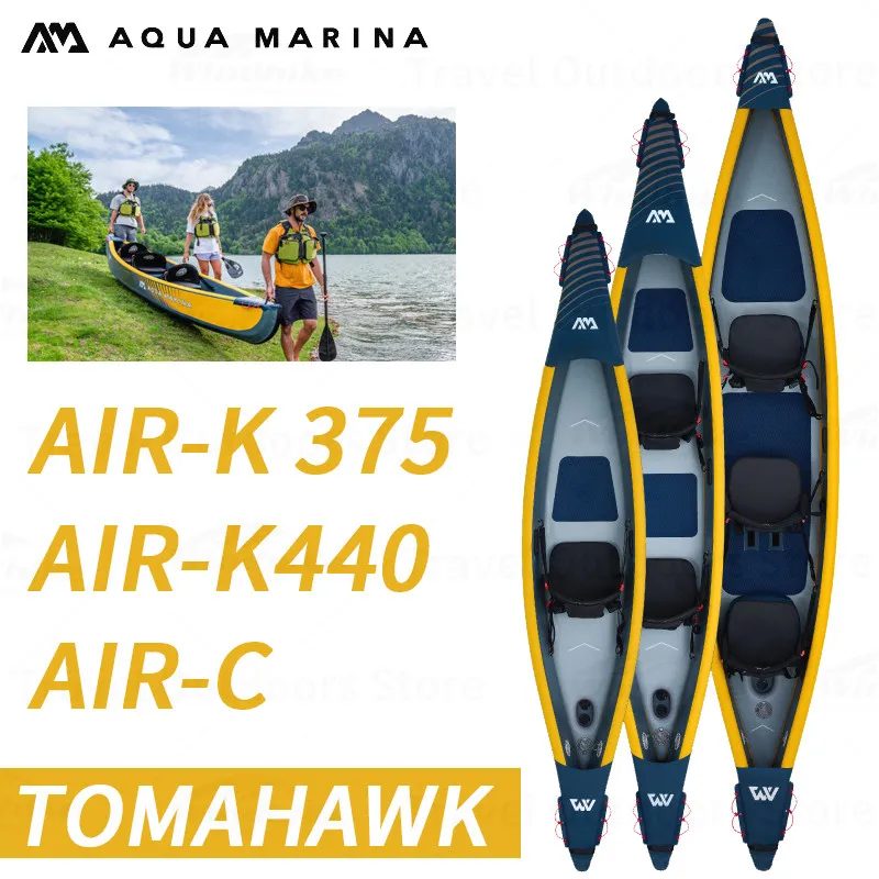 AQUA MARINA TOMAHAWK Kajak Kanu Aufblasbares Boot Doppelschichtig Gebürstetes Verdicktes PVC Hochgeschwindigkeits-Wassersport-Ruderboot Image