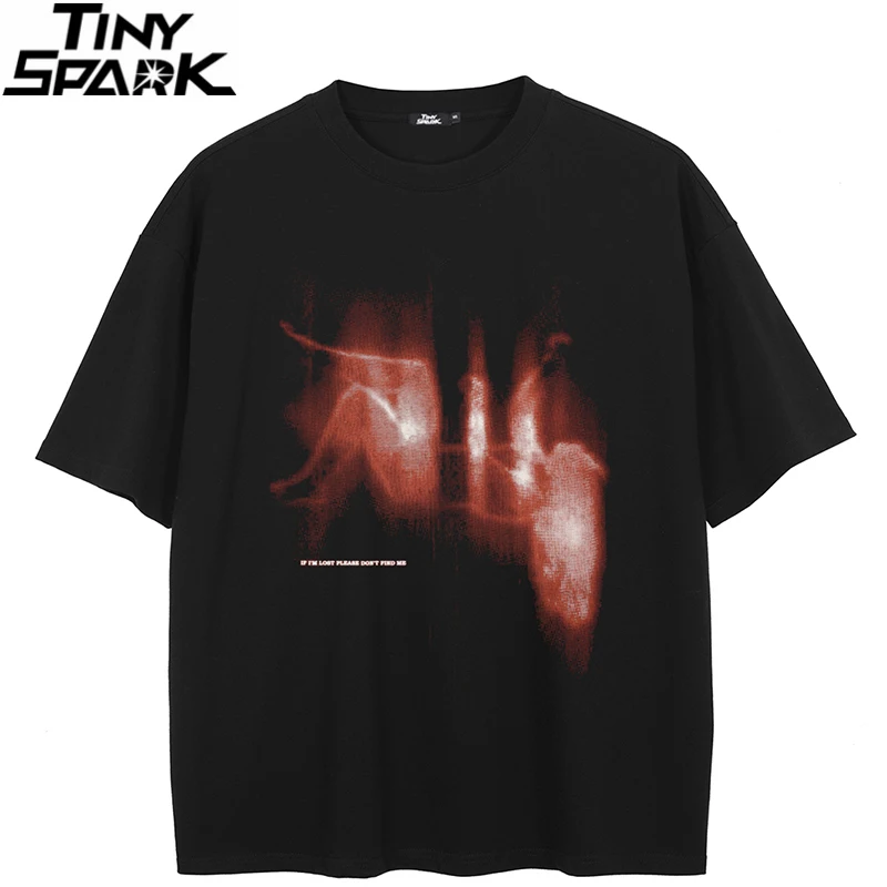 T-Shirt Streetwear Lost Soul Grafik T Shirt Baumwolle Hipster Männer T-shirt Unisex Tops Tees Schwarz Hip Hop Image
