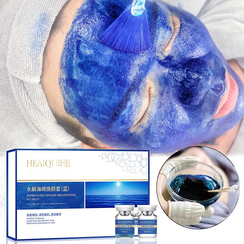 10 Fläschchen, blauer Schwamm, Gewürze, gefriergetrocknetes Kollagenpulver-Set, 80 % Mikrokristall, natürlicher biologischer Extrakt, Schwamm, Mikrokristall Image