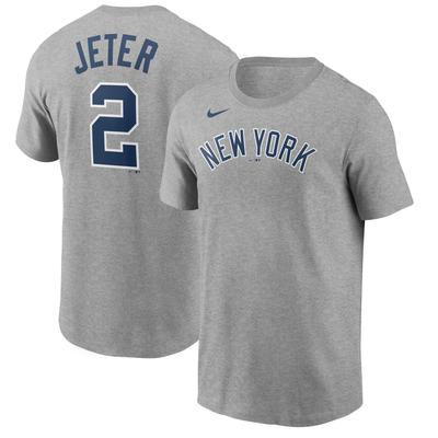 Graues Nike Derek Jeter New York Yankees T-Shirt mit Name und Nummer für Herren Image