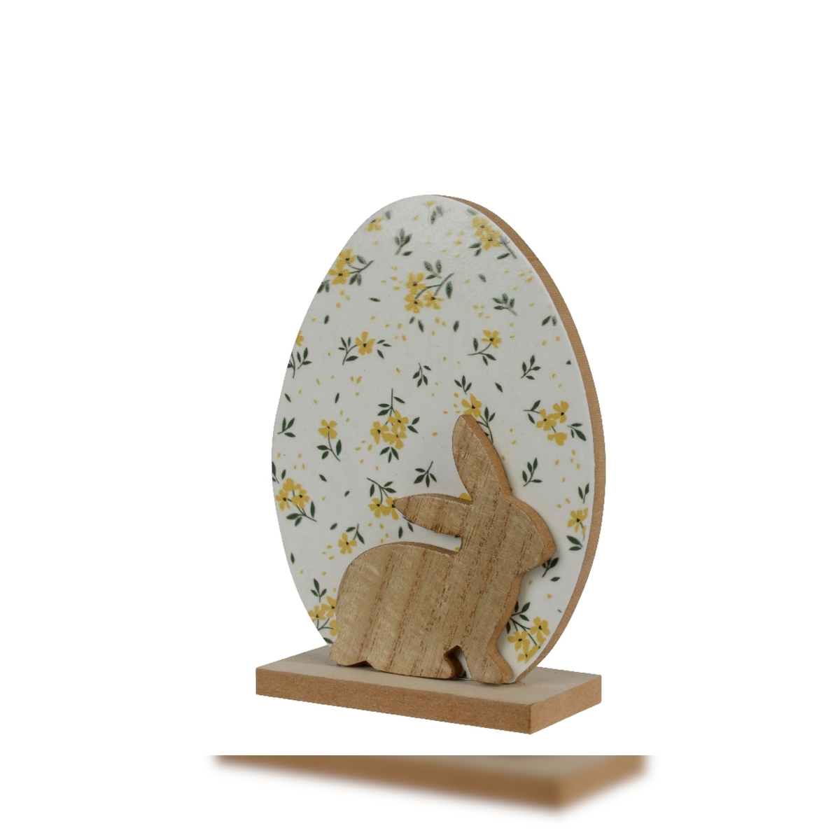Decoris Dekofigur Osterei und Osterhase 16cm Holz Blumenmuster Dekoei Osterdeko Tischdeko Ostern Frühlingsdeko Osterschmuck Hase Figur Geschenk Image