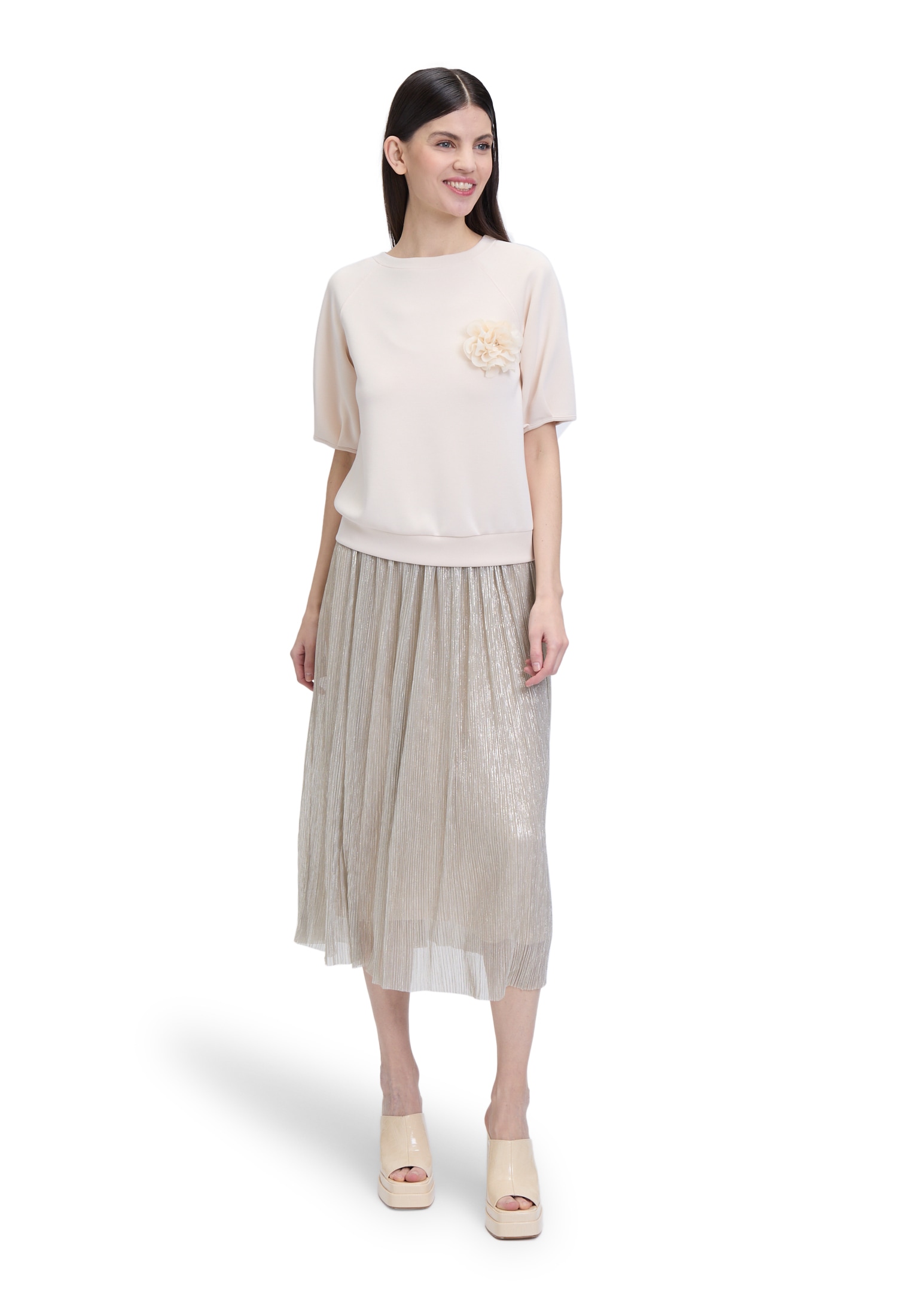 Midikleid CARTOON "Damen Midikleid 2er Set", Damen, Gr. 42, Normalgrößen, silber, Obermaterial: 100% Polyester. Futter: 96% Viskose, 4% Elasthan., figurumspielend lang, Rundhals, Kleider, Materialmix Image