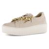 Plateausneaker GABOR, Damen, Gr. 41, beige (hellbeige), Ziegenveloursleder, unifarben, modisch, Schuhe, Freizeitschuh, Halbschuh, Schnürschu mit Best Fitting-Ausstattung