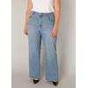 Weite Jeans BASE LEVEL CURVY, Damen, Gr. 50, Länge 32, blau (light blau), Denim/Jeans, Obermaterial: 98% Baumwolle, 2% Elasthan, unifarben, casual, bequem lang, Jeans, in großen Größen