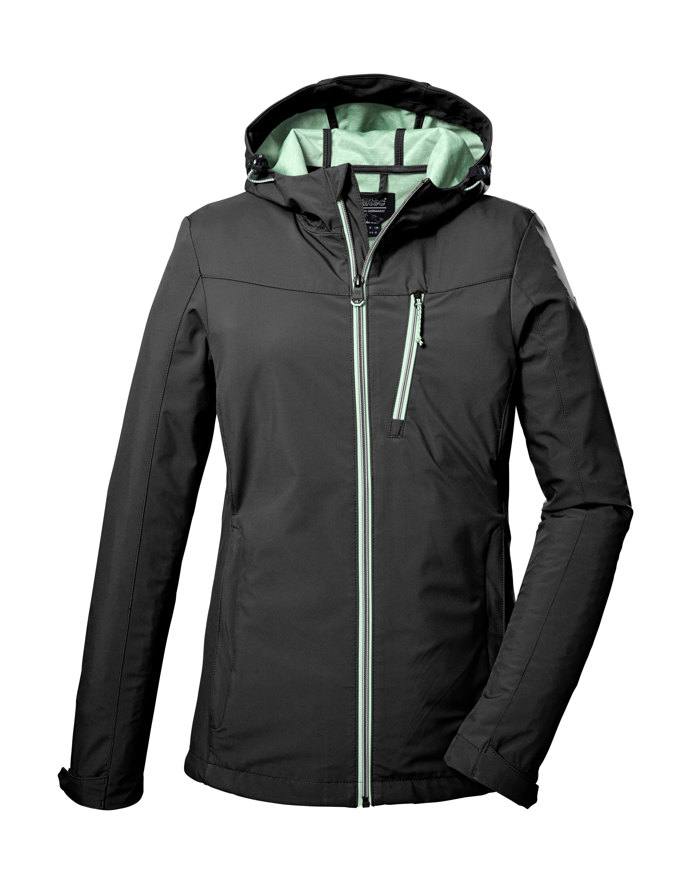 Softshelljacke KILLTEC "KOS 89 WMN SFTSHLL JCKT", Damen, Gr. 48, schwarz, Oberseite: 100% Polyester;Rückseite: 100% Polyester;Futter: 100% Polyester, Jacken Softshelljacke, Damen Softshelljacke: Wind-und wasserdicht, atmungsaktiv Image