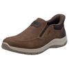 Slip-On Sneaker RIEKER, Herren, Gr. 41, braun (braun, dunkelbraun), Leder, Lederimitat, Basic, Schuhe, Slipper, Freizeitschuh, Halbschuh mit Gummizug und Soft Einlegesohle
