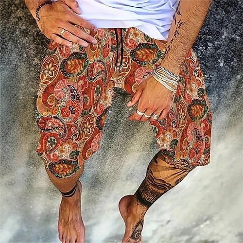 Herren Boardshorts Badeshorts Badehose Bedruckt Kordelzug Mit Taschen 4-Wege-Stretchgewebe Schnelltrocknend Mit Taschen Boardshorts Unterteile Surfen Strand Wassersport Sommer Image