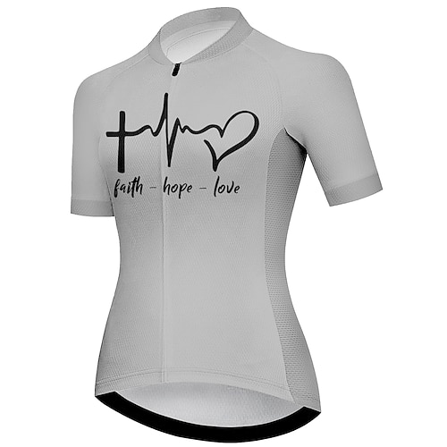 Damen Radtrikot Herz Grafik Lustig Kurzarm Fahhrad Trikot Oberteil mit 3 Gesäßtaschen Mountainbike MTB Straßenradsport Schnelltrocknend Reflektierende Streifen Rückentasche Feuchtigkeitsableitend Image