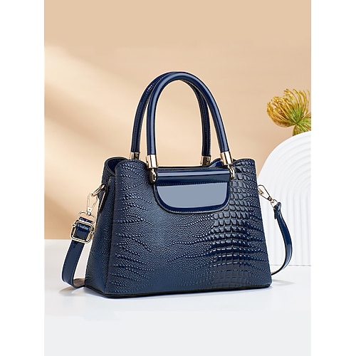 elegante borsa in similpelle con stampa coccodrillo – elegante borsa con manico superiore e tracolla staccabile, lussuosa borsa tote per donna, perfetta per lavoro, feste ed eventi formali nero rosa rosso