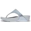 Zehentrenner FITFLOP "LULU SHIMMERLUX TOE-POST SANDALS", Damen, Gr. 38, blau (hellblau), Textil, Synthetik, Glitzer, modisch, Schuhe, Keilabsatz, Sommerschuh, Schlappen in schimmernder Optik