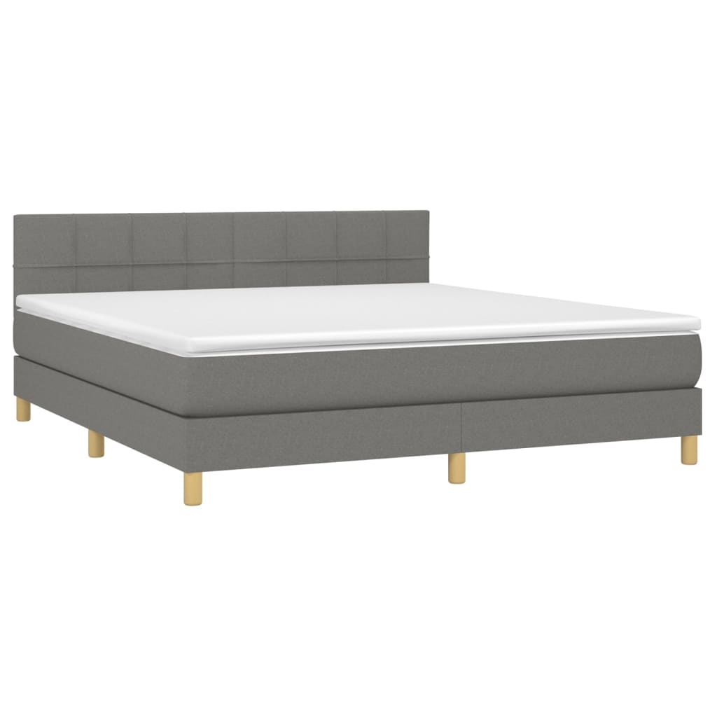 vidaXL Boxspringbett mit Matratze & LED Dunkelgrau 180x200 cm Stoff Image