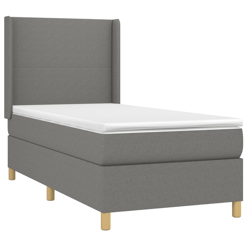 vidaXL Boxspringbett mit Matratze & LED Dunkelgrau 100x200 cm Stoff Image