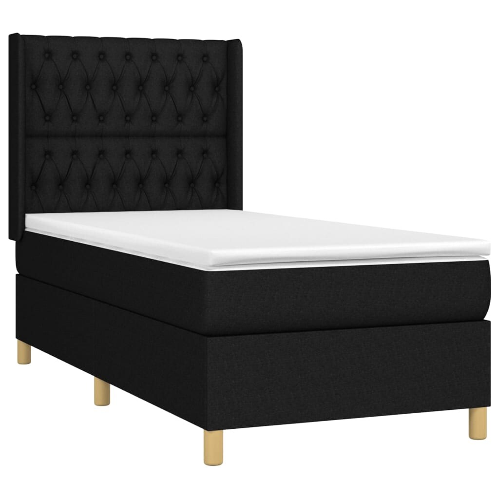 vidaXL Boxspringbett mit Matratze & LED Schwarz 90x190 cm Stoff Image