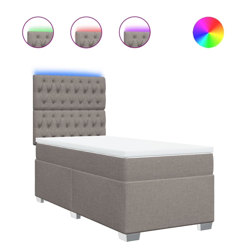 vidaXL Boxspringbett mit Matratze Taupe 100x200 cm Stoff Image