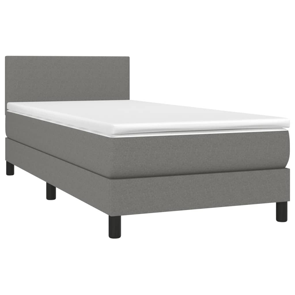 vidaXL Boxspringbett mit Matratze & LED Dunkelgrau 80x200 cm Stoff Image