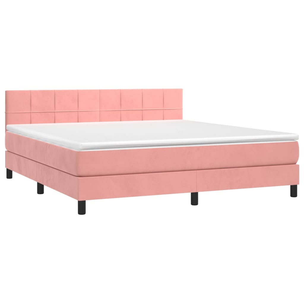 vidaXL Boxspringbett mit Matratze & LED Rosa 180x200 cm Samt Image